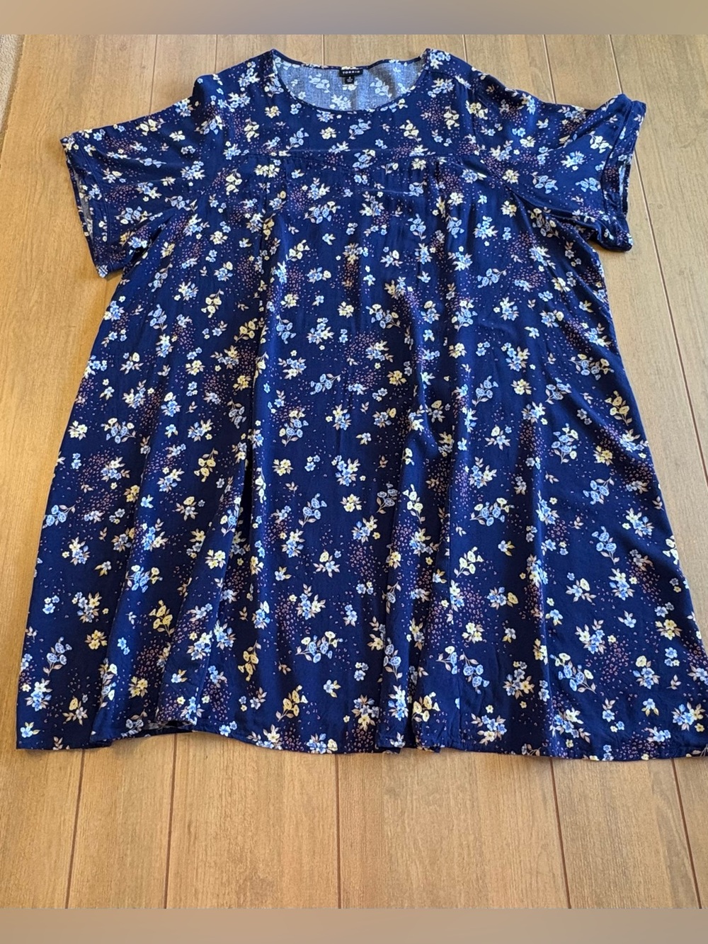 Torrid Dress Women 4 Navy Floral Babydoll Short Sleeve Rayon Boho Cottagecore - Picture 7 of 10